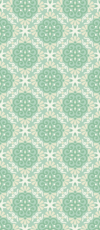 Alfombra vinílica dormitorio diseño floral verde nórdico - TenVinilo