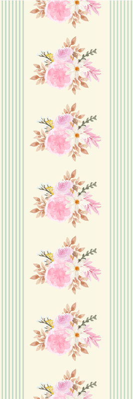 Alfombra vinílica dormitorio patrón floral rayado provincial - TenVinilo