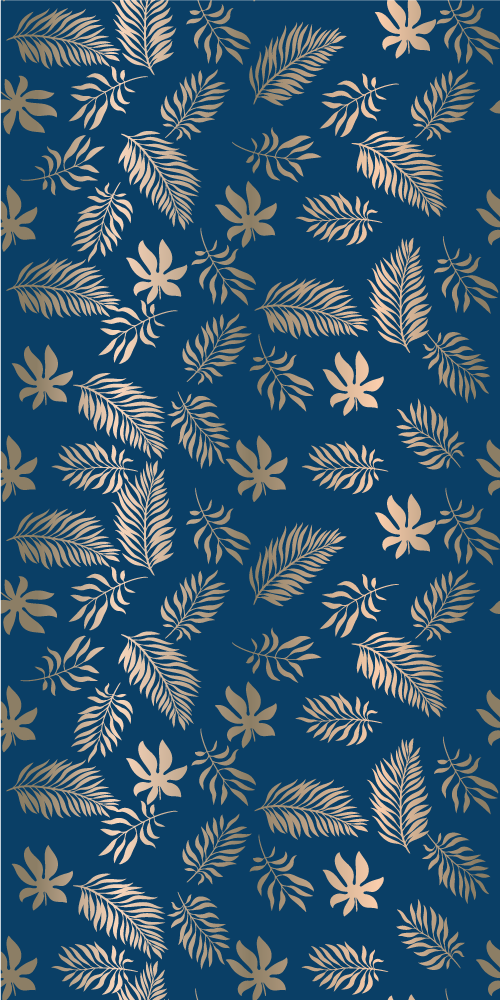Alfombra vinílica dormitorio diseño floral azul africano - TenVinilo