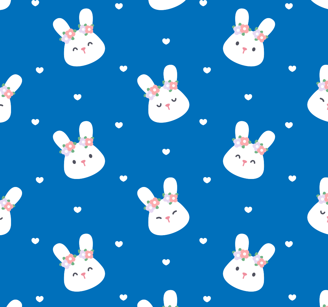 Alfombra vinílica dormitorio con conejitos adorables en azul - TenVinilo