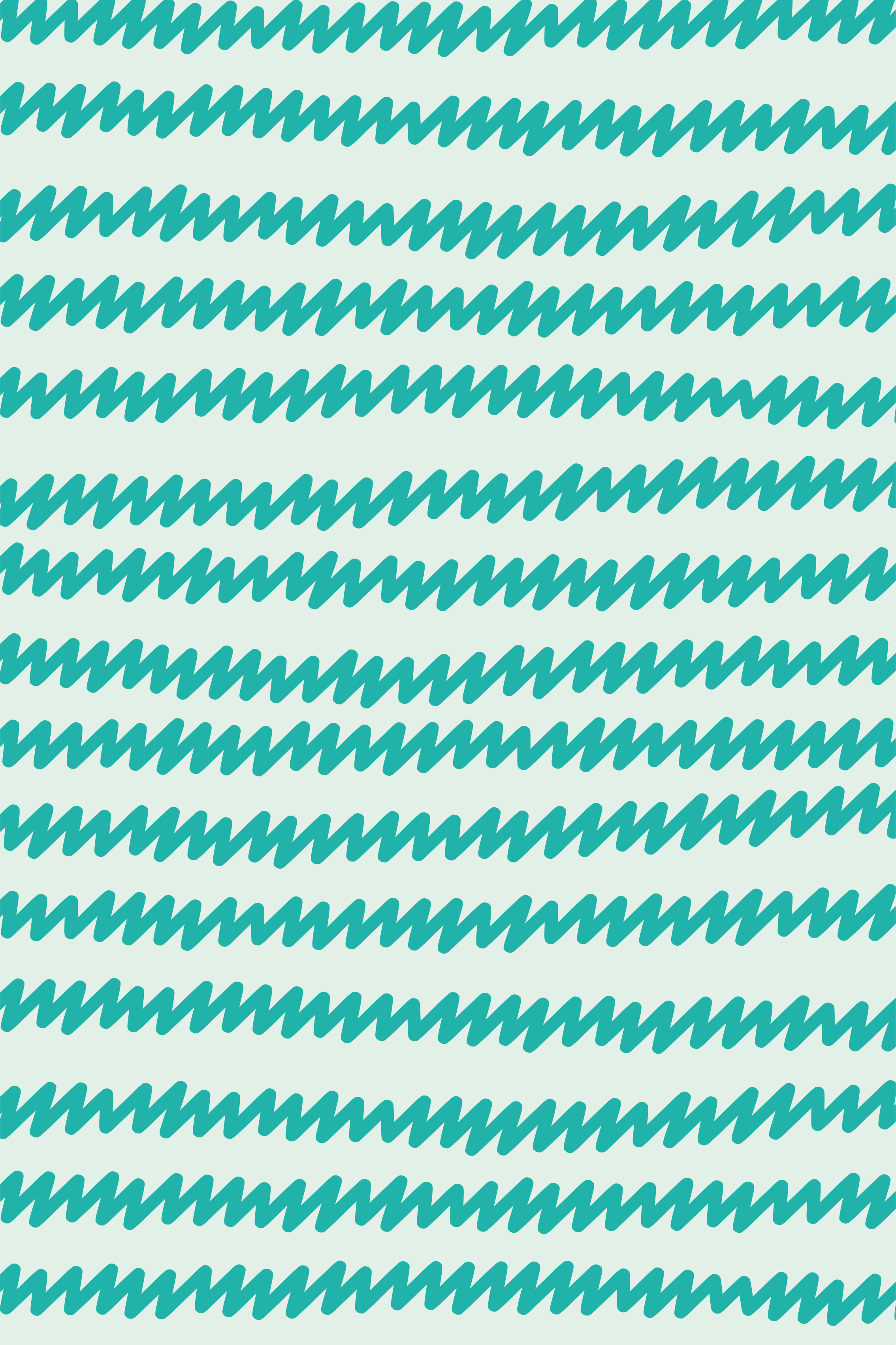 Alfombra vinílica nórdica zig zag a mano en aqua y blanco - TenVinilo