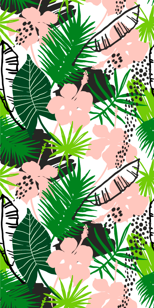 Alfombra vinílica naturaleza hojas y flores tropicales - TenVinilo
