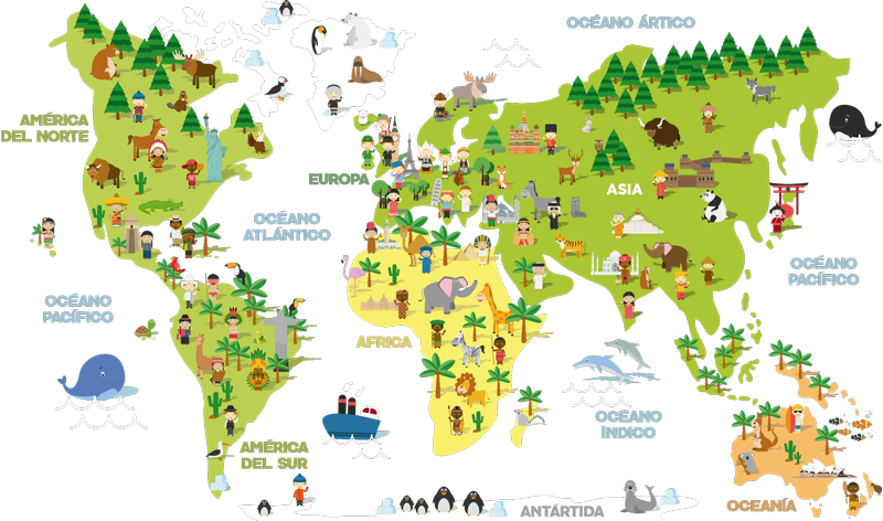 Alfombra de vinilo mapamundi niños de países - TenVinilo