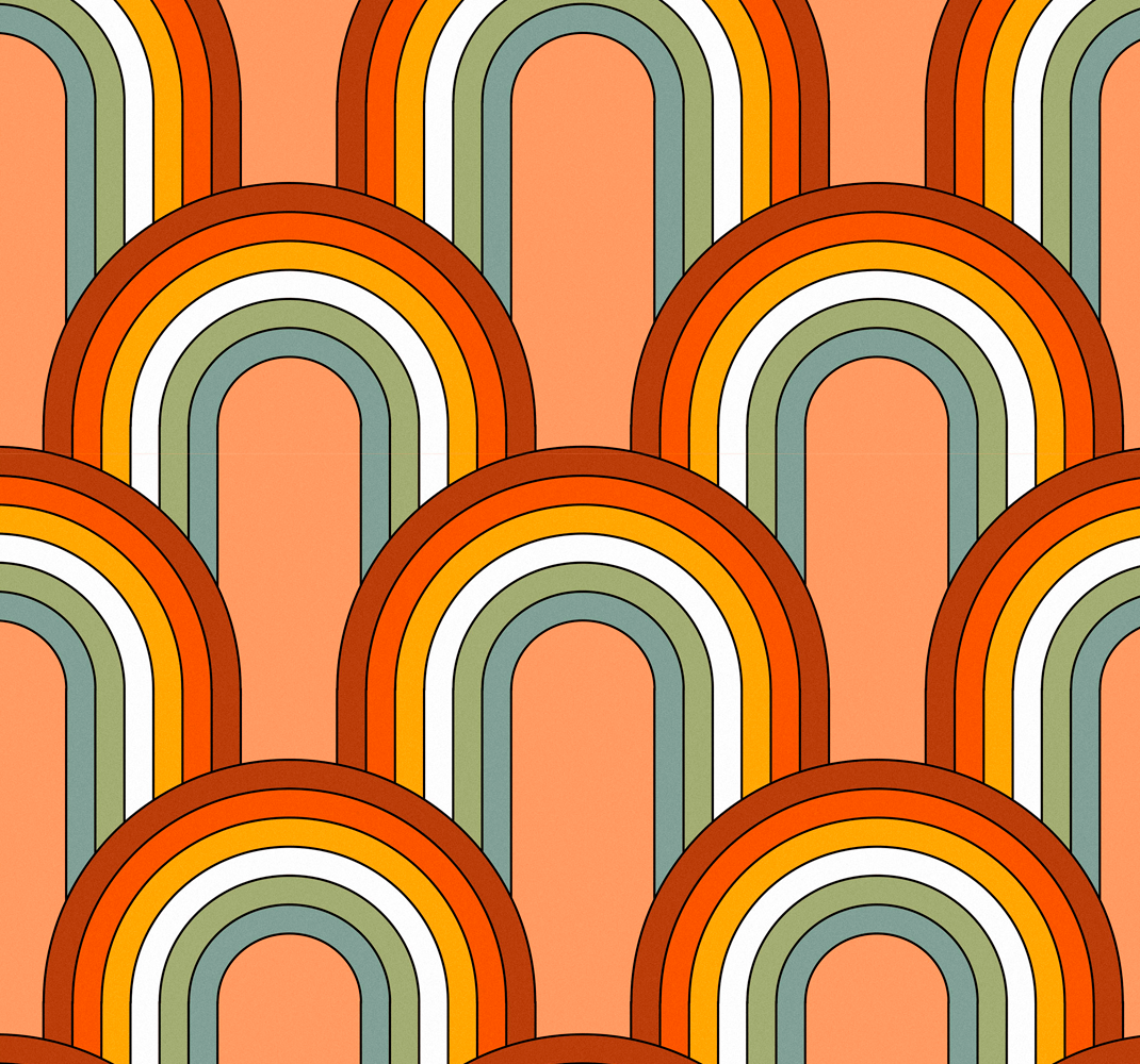 Alfombra vinílica vintage diseño arcoíris 70s - TenVinilo