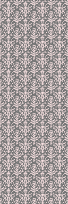 Alfombra vinílica vintage patrón líneas gris oscuro y rosa - TenVinilo
