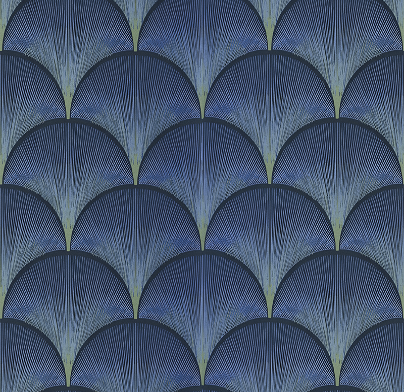 Alfombra vinílica vintage abanicos azules art déco 1920 - TenVinilo