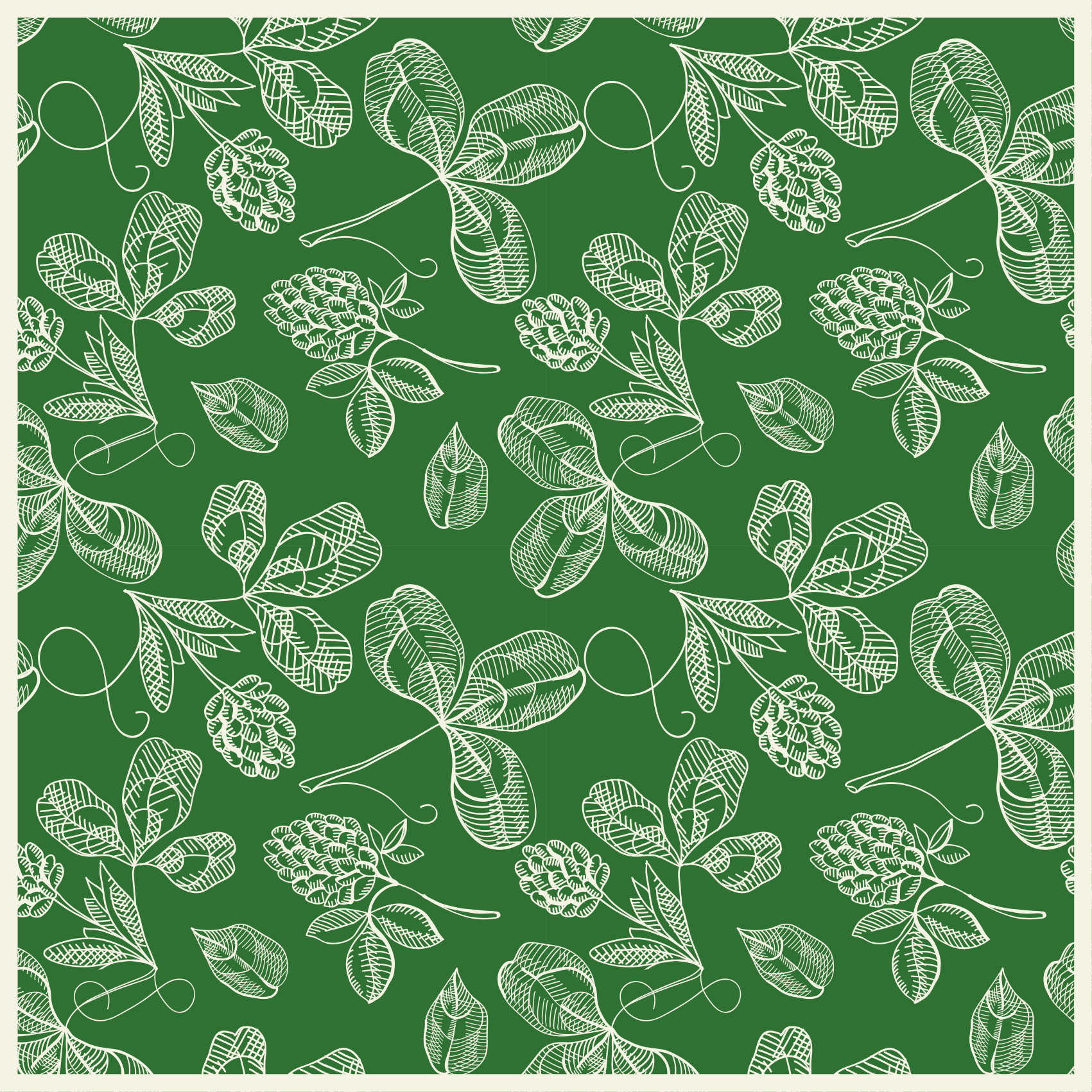Alfombra vinílica vintage patrón rama de magnolia verde - TenVinilo