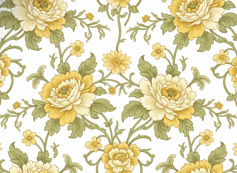 Alfombra vinílica vintage diseño floral amarillo - TenVinilo