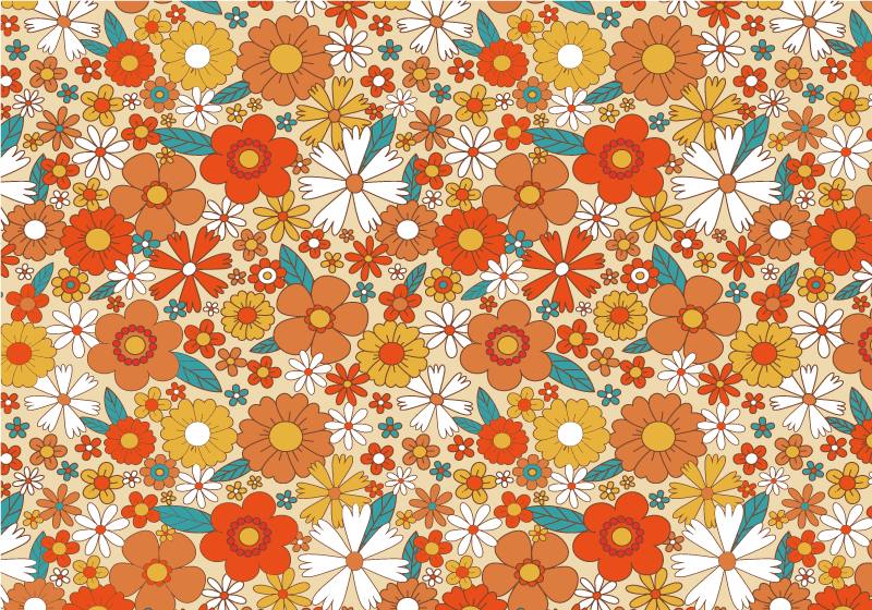 Alfombra vinílica vintage flores multicolor 70's - TenVinilo