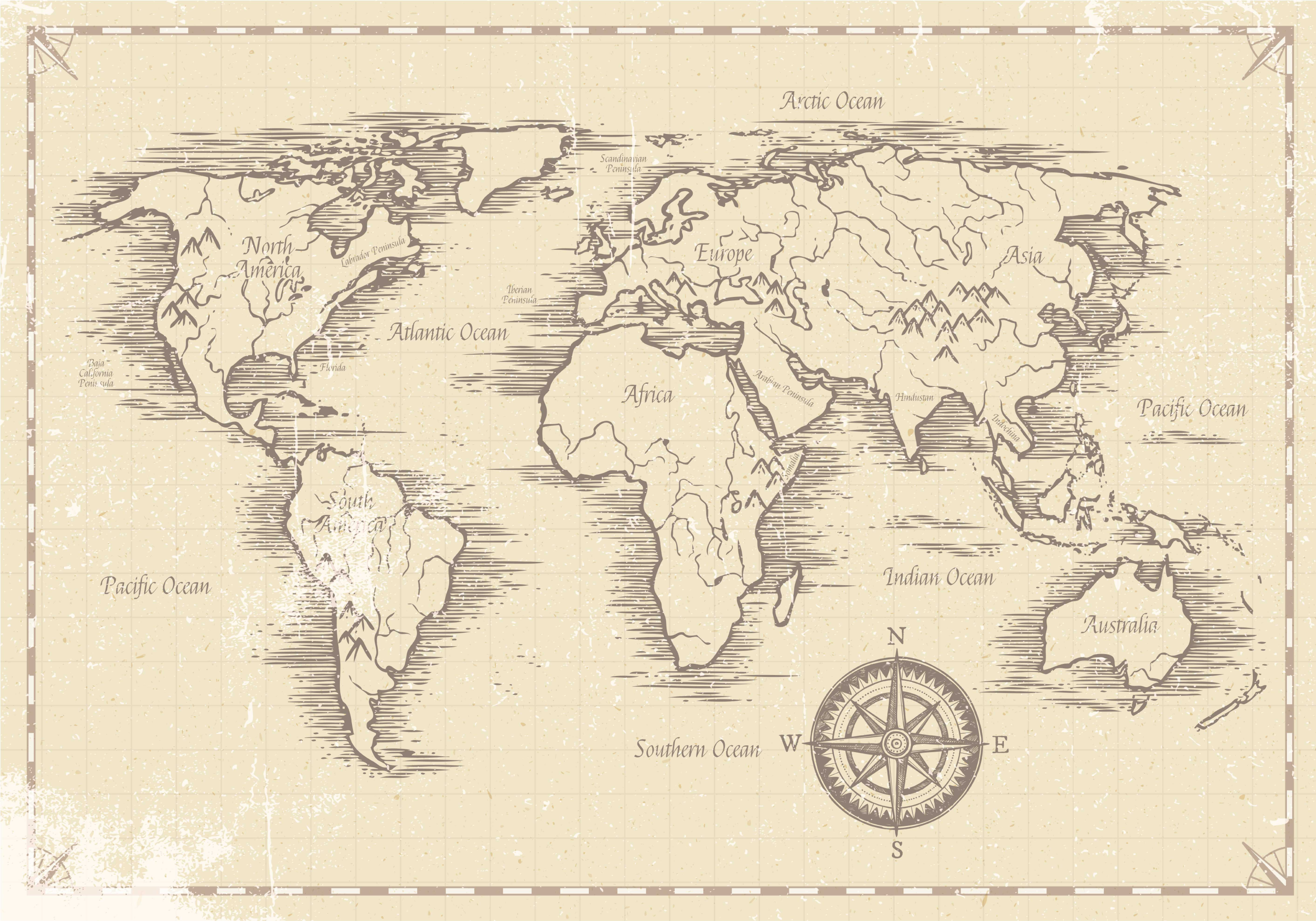Alfombra de vinilo mapamundi mapa mundi vintage - TenVinilo