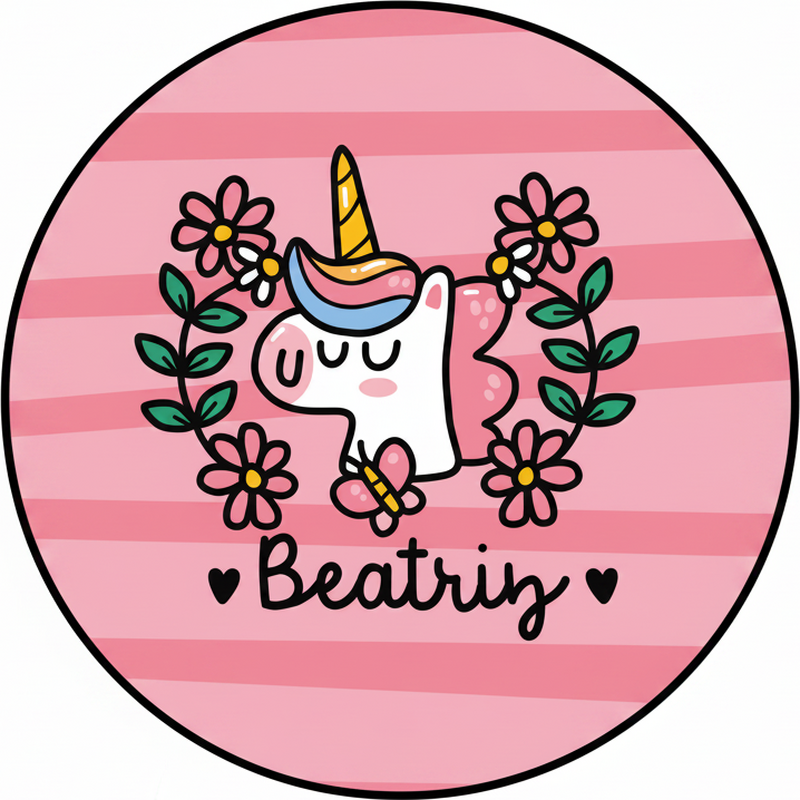 Alfombra de vinilo infantil unicornio con flores - TenVinilo