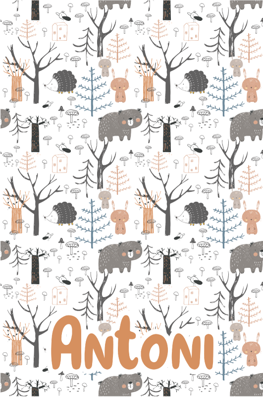 Alfombra de vinilo infantil bosque escandinavo con animales - TenVinilo