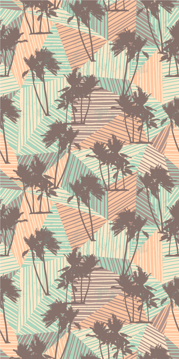 Alfombra vinílica salón palms y triángulos tropicales - TenVinilo
