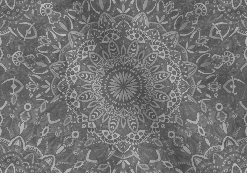 Alfombra vinílica gris con patrón de mandala intrincado - TenVinilo