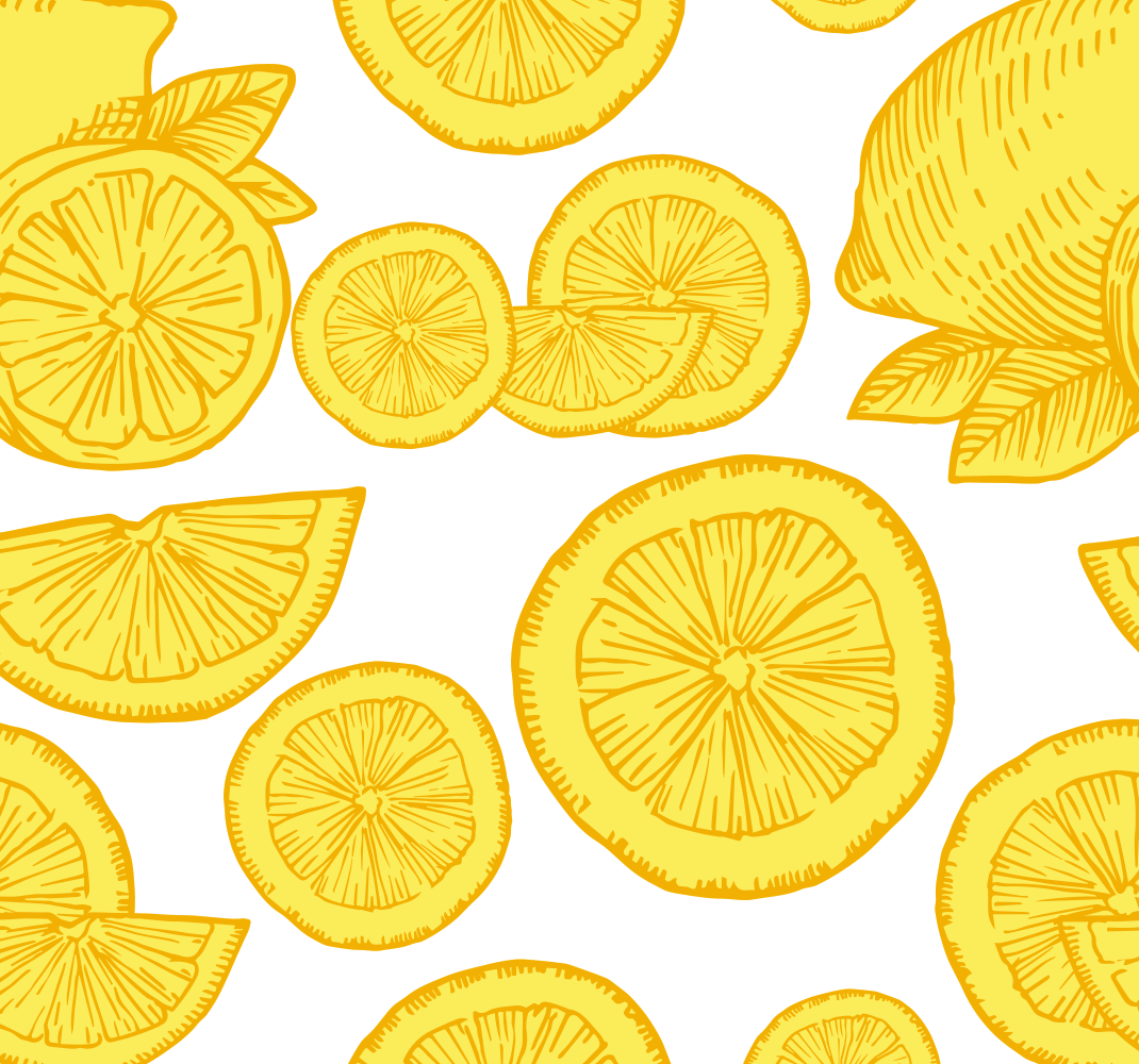 Alfombra vinílica amarilla dibujo de naranjas y limones - TenVinilo