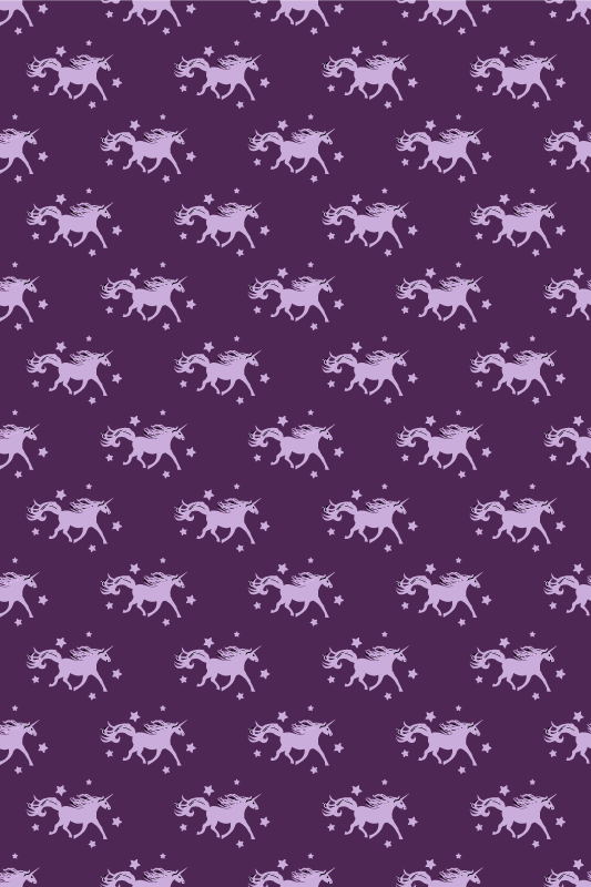 Alfombra vinílica morada unicornios simples fondo púrpura - TenVinilo