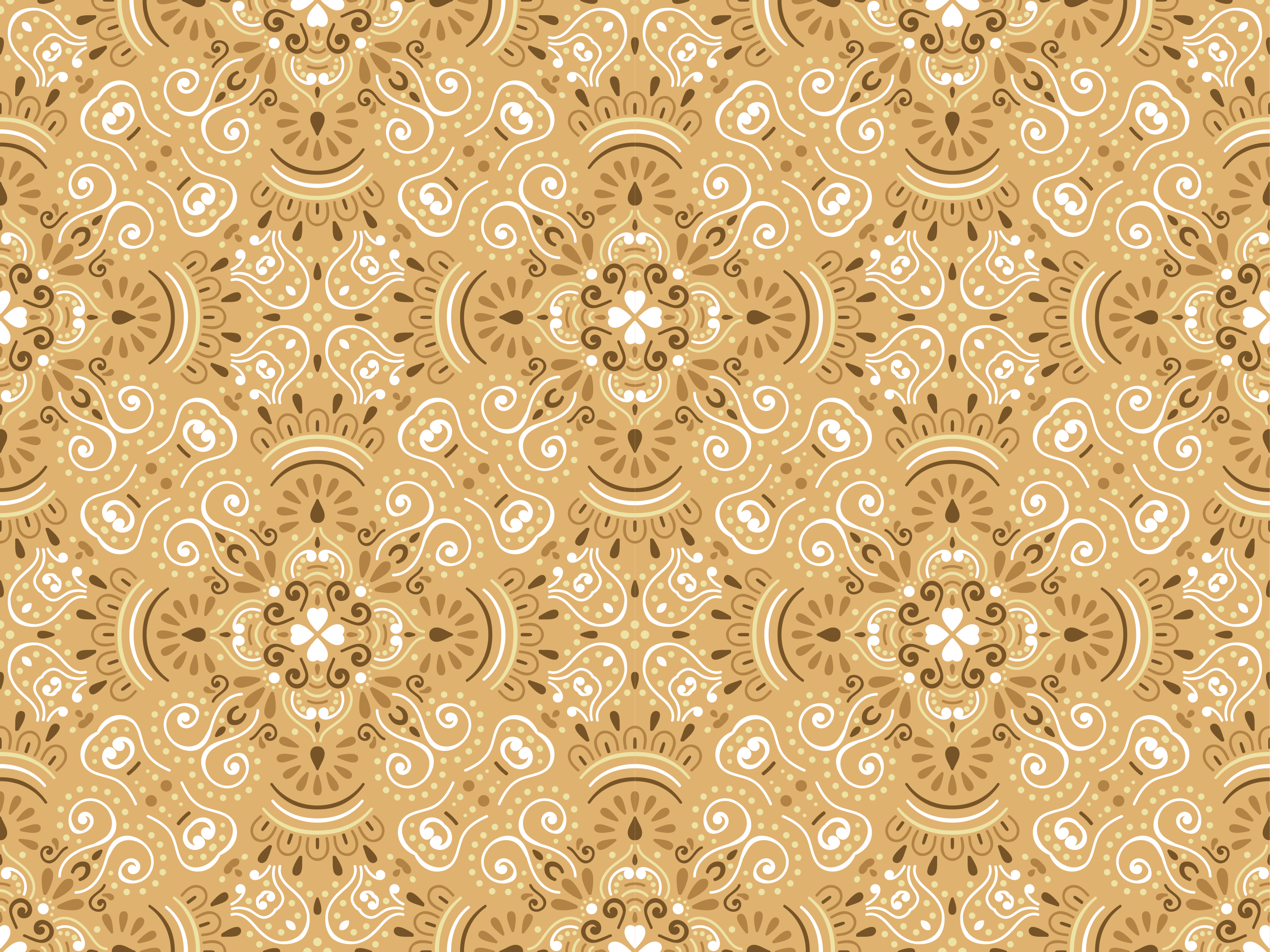 Alfombra vinílica naranja patrón ornamental beige vintage - TenVinilo