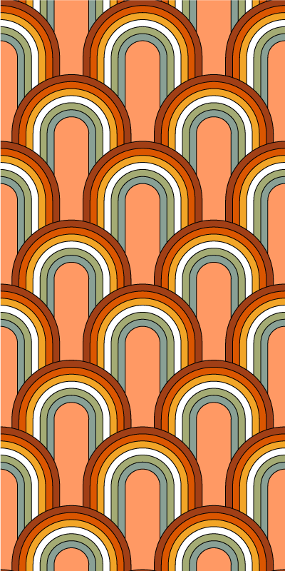 Alfombra vinílica naranja patrón arcoíris años 70 - TenVinilo
