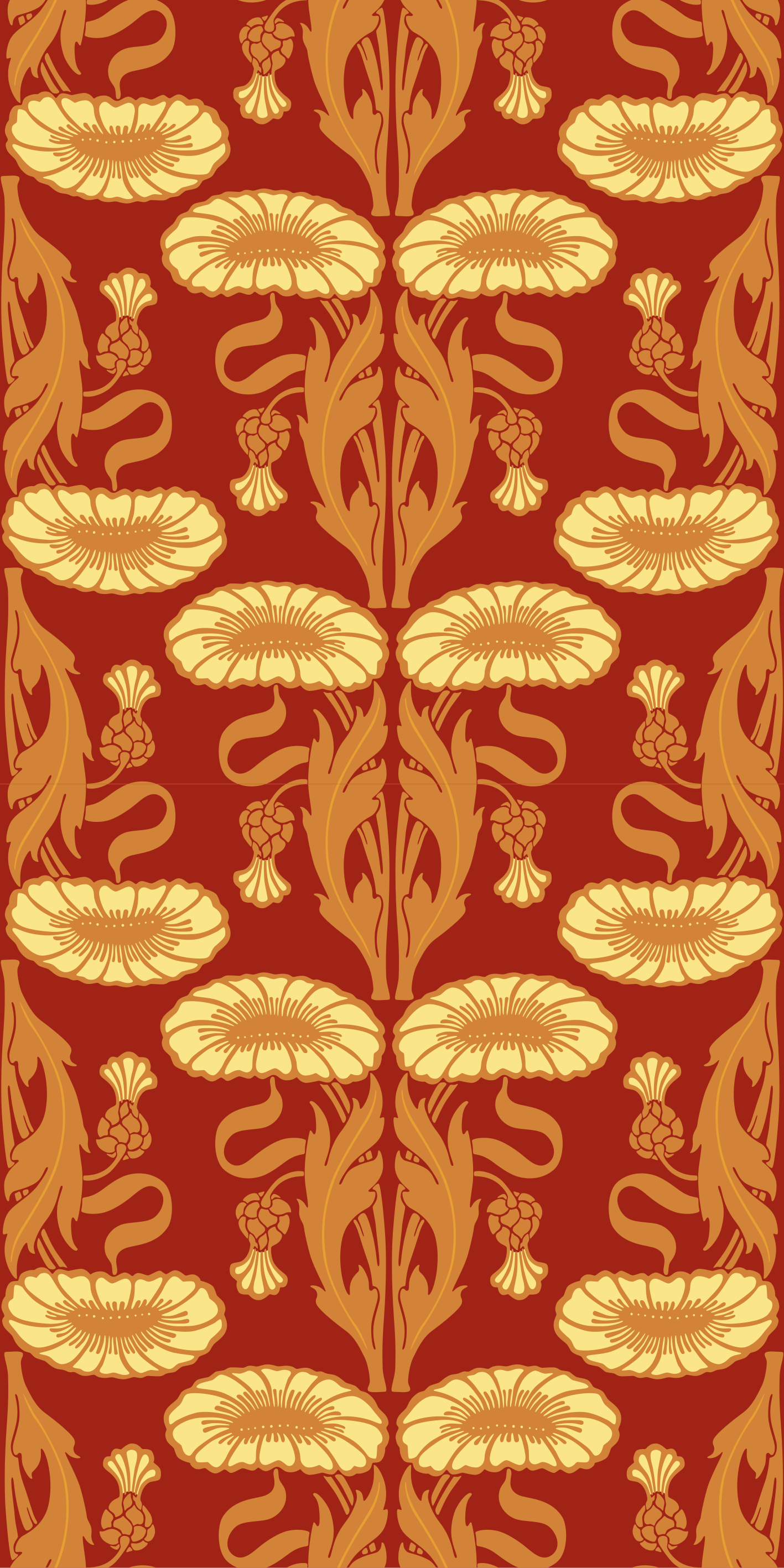 Alfombra vinílica naranja patrón de ornamento moderno - TenVinilo
