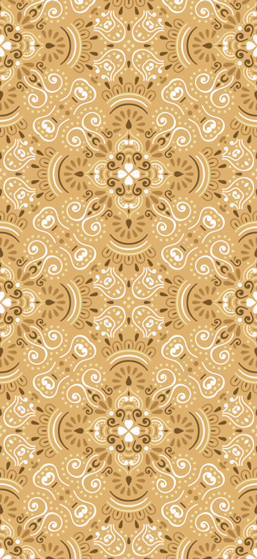 Alfombra vinílica naranja patrón ornamental vintage beige - TenVinilo