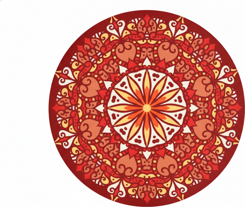Alfombra vinílica roja mandala ornamental colorido - TenVinilo