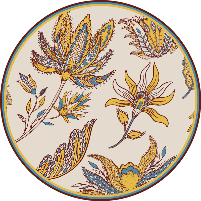 Alfombra vinilo redonda flores paisley vintage - TenVinilo