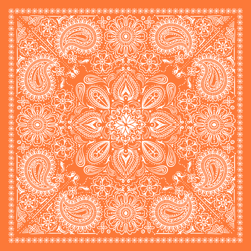 Alfombra hidráulica de vinilo paisley naranja - TenVinilo