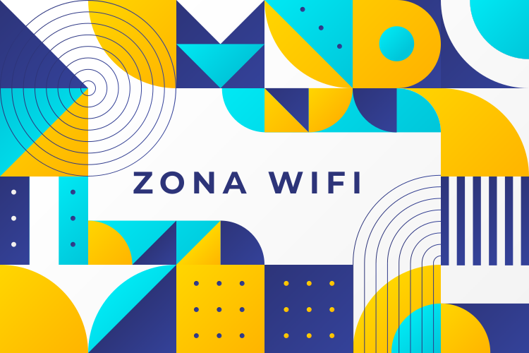 Alfombra vinílica frase diseño geométrico de zona wifi - TenVinilo