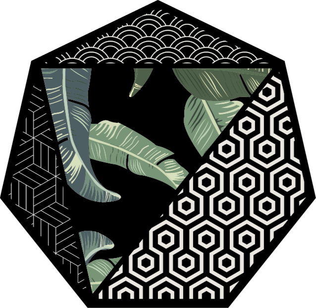 Alfombra vinílica flores hexágono botánico - TenVinilo