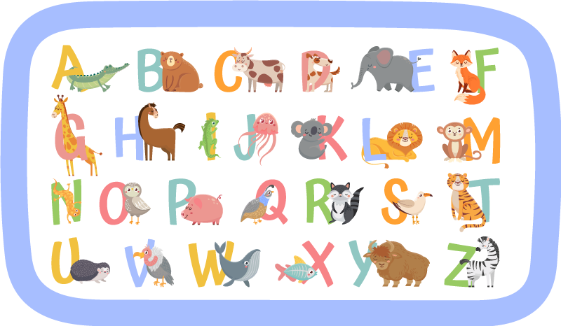 Alfombra vinílica abecedario juego de animales del alfabeto - TenVinilo