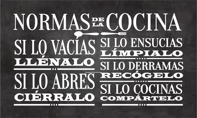 Alfombra vinílica Reglas de la casa de cocina - TenVinilo