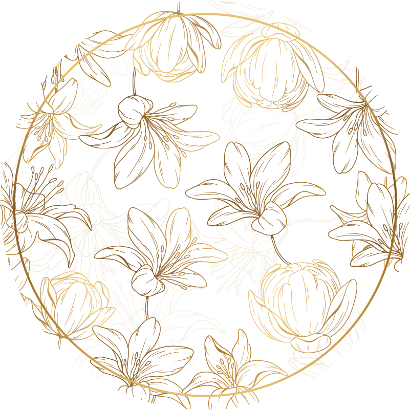 Alfombra vinílica flores patrón de círculo floral - TenVinilo