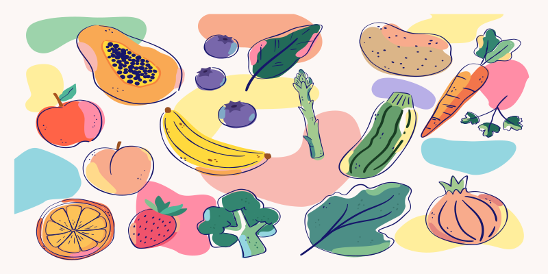 Alfombra vinilo cocina frutas tonos pastel - TenVinilo