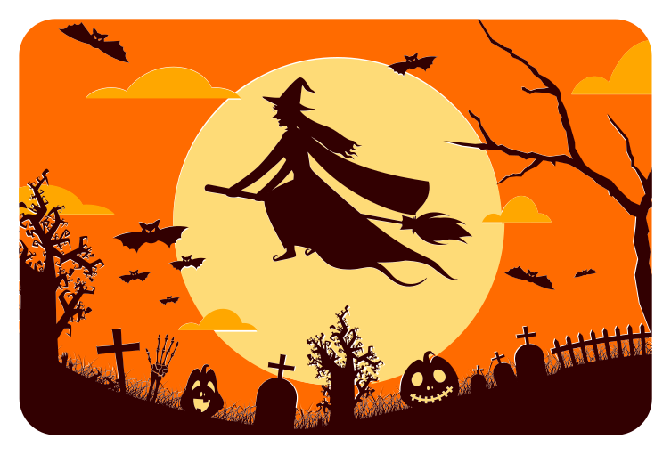 Alfombra vinílica halloween silueta espeluznante - TenVinilo