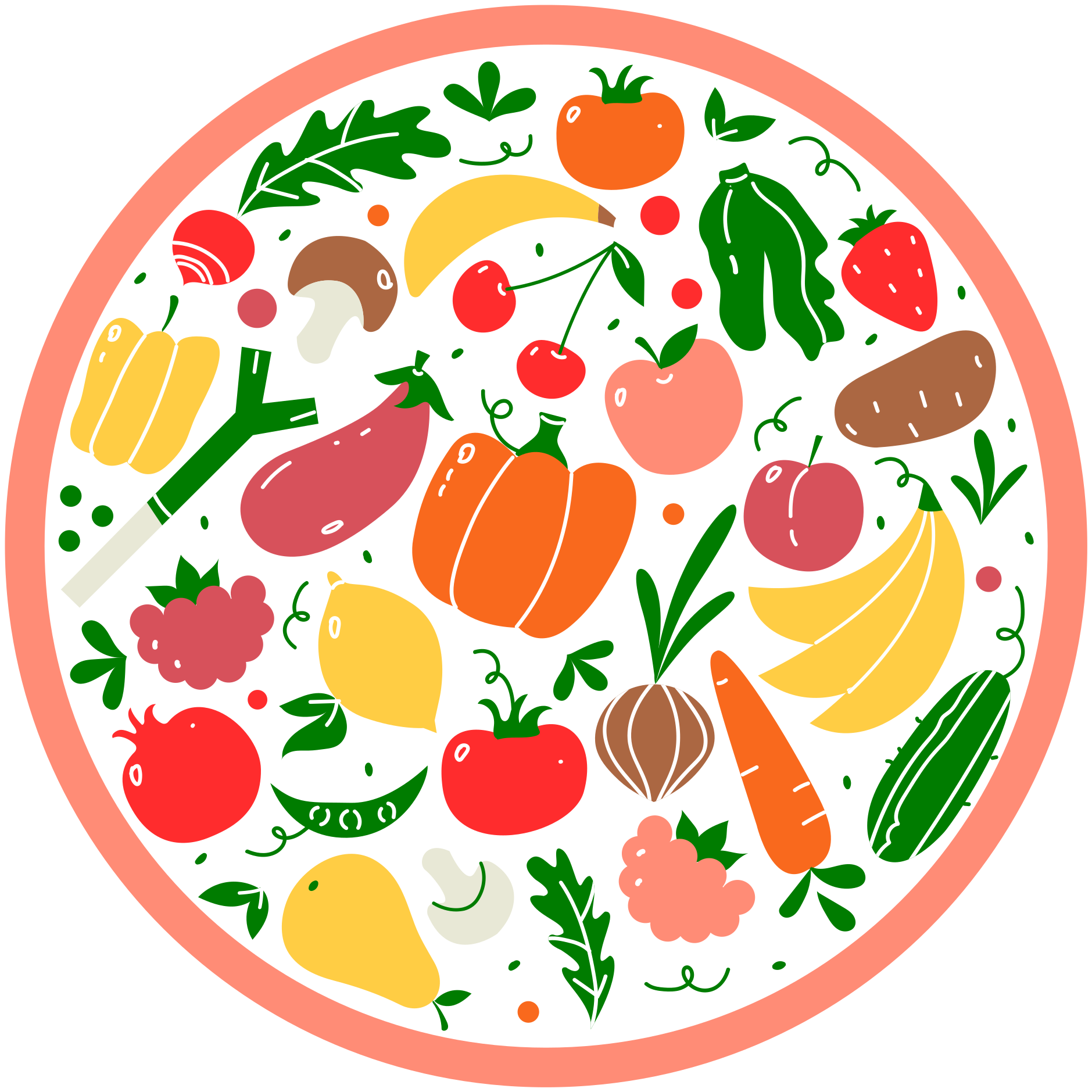 Alfombra vinílica flores motivo colorido de frutas - TenVinilo