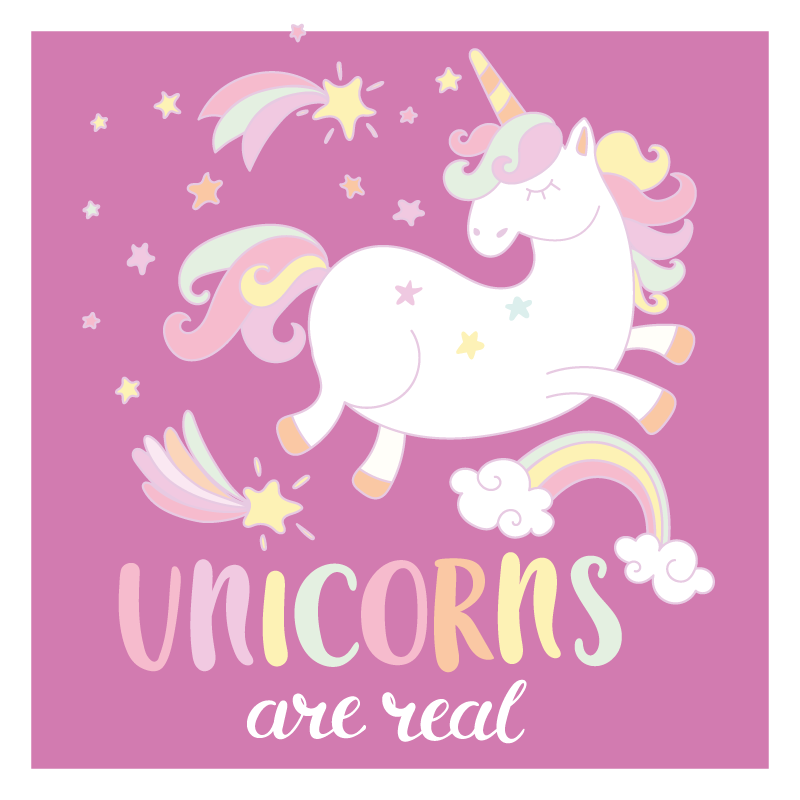 Alfombra de vinilo infantil unicornios magia real - TenVinilo