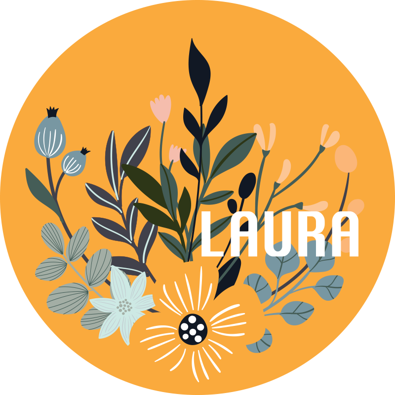 Alfombra vinílica con nombre con flores - TenVinilo