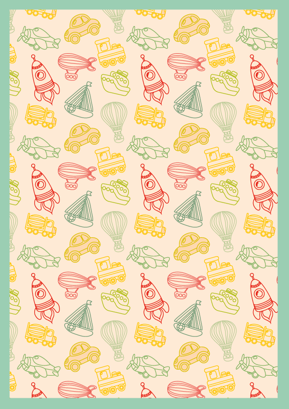 Alfombra de vinilo infantil patrón de transporte lúdico - TenVinilo
