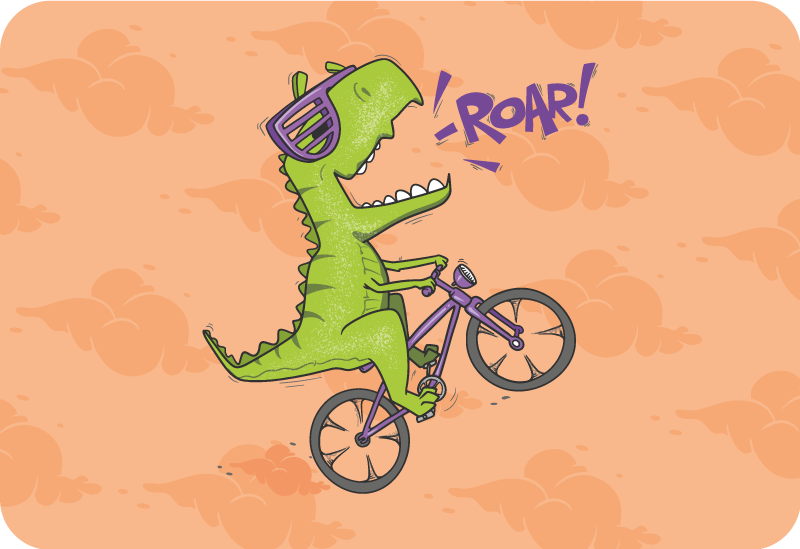 Alfombra de vinilo infantil dinosaurio en bicicleta - TenVinilo