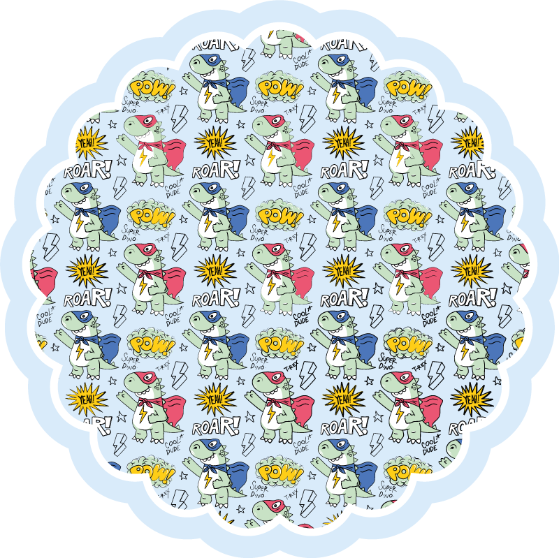 Alfombra de vinilo infantil dinosaurios superhéroes - TenVinilo