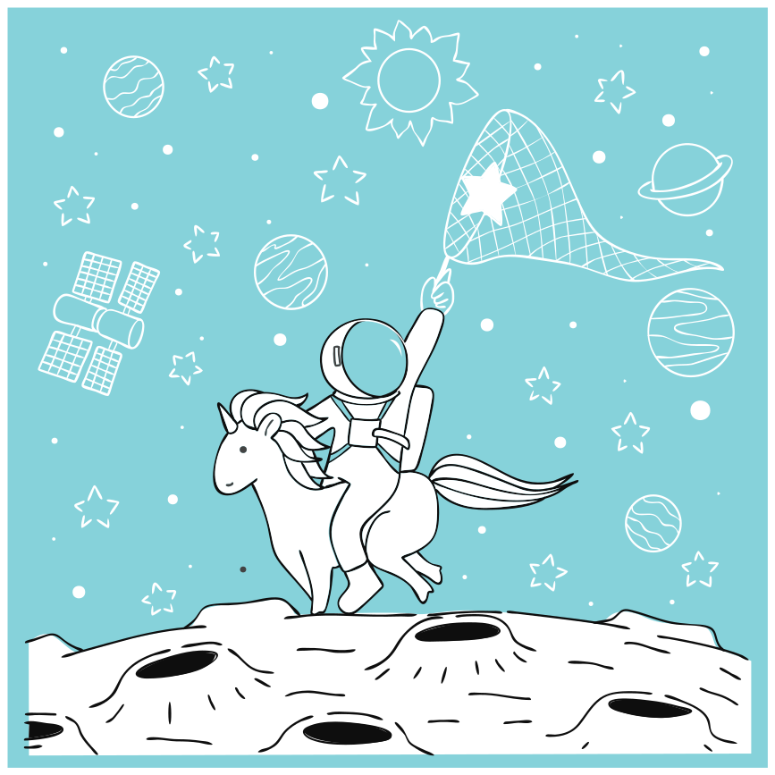 Aflombra vinílica animales Astronauta montando unicornio - TenVinilo