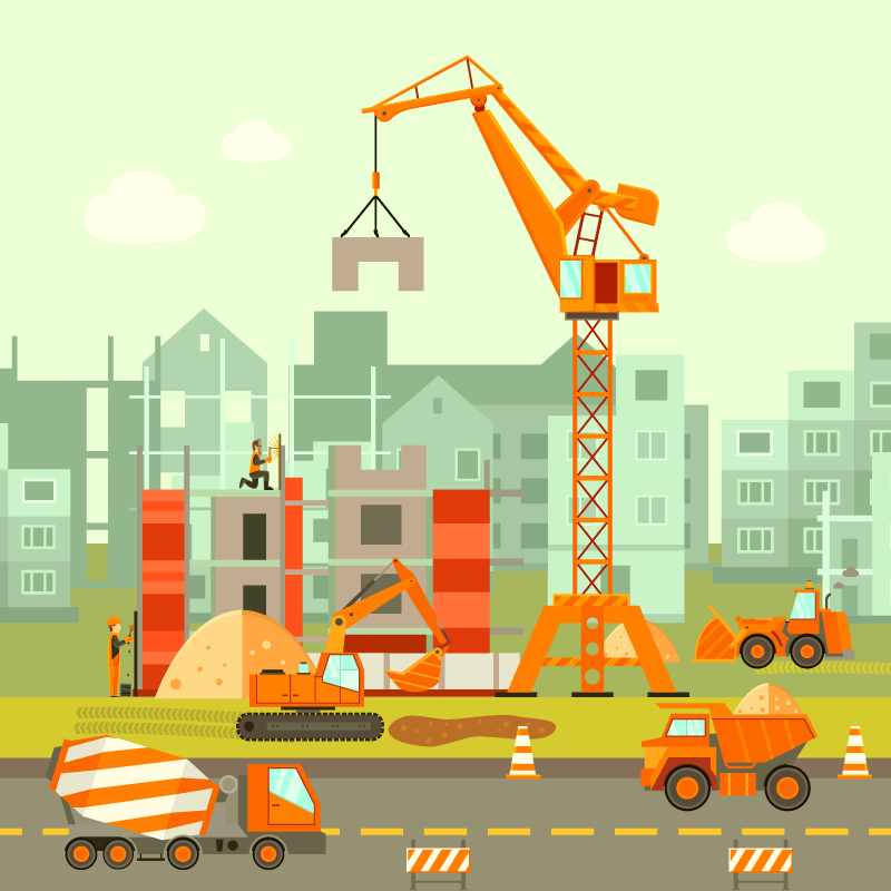 Alfombra de vinilo infantil patio de recreo de construcción - TenVinilo