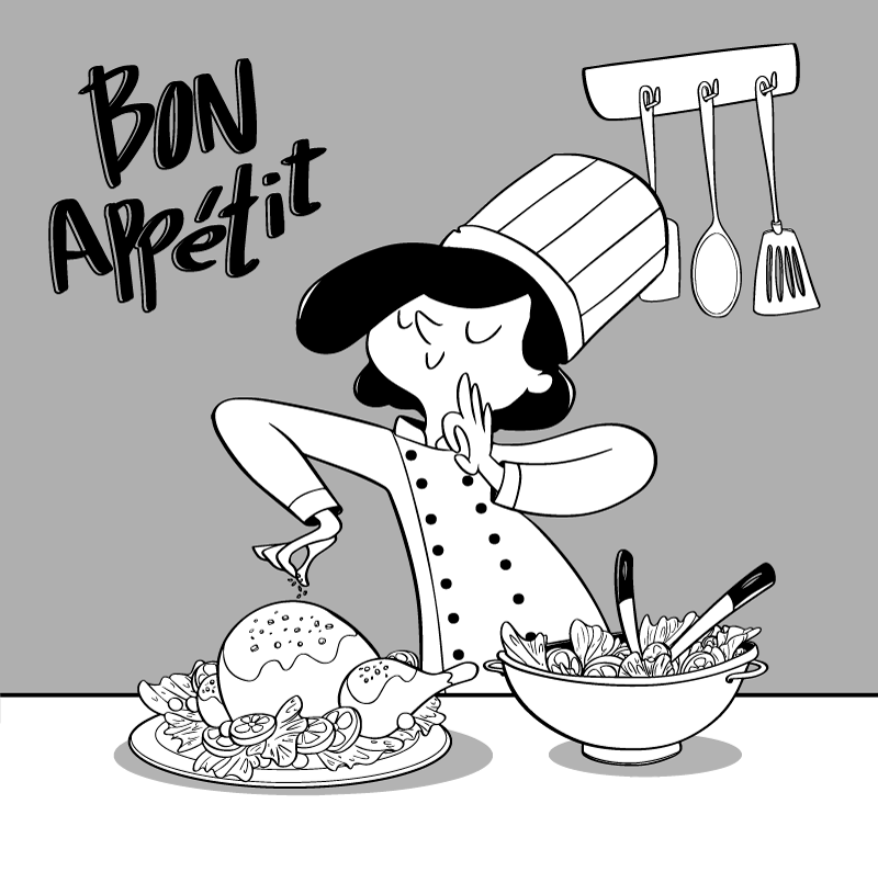 Alfombra vinílica cocina ilustración de chef caricatura - TenVinilo