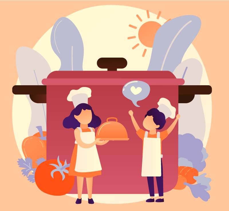 Alfombra de vinilo infantil personajes culinarios - TenVinilo