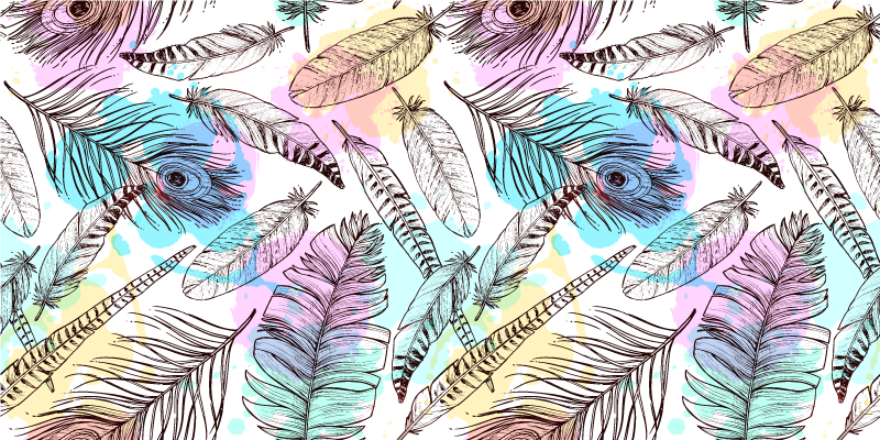 Alfombra vinílica flores motivo de plumas - TenVinilo