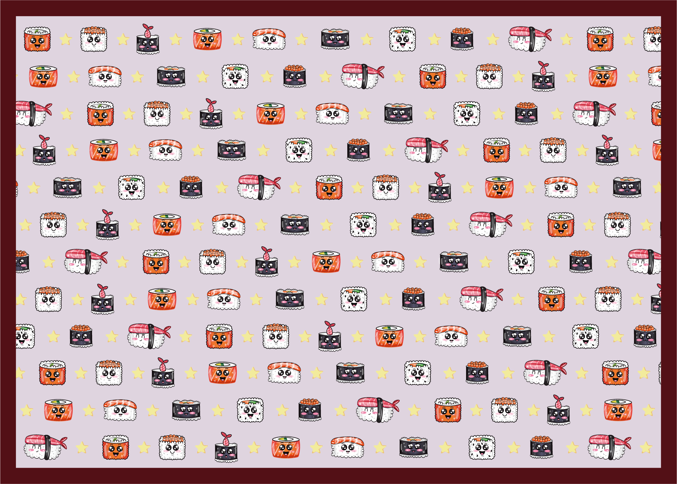 Alfombra de vinilo infantil patrón de sushi cartoon - TenVinilo