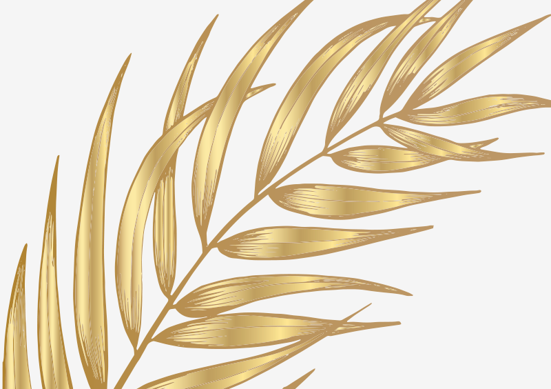 Alfombra vinílica flores patrón de follaje dorado - TenVinilo