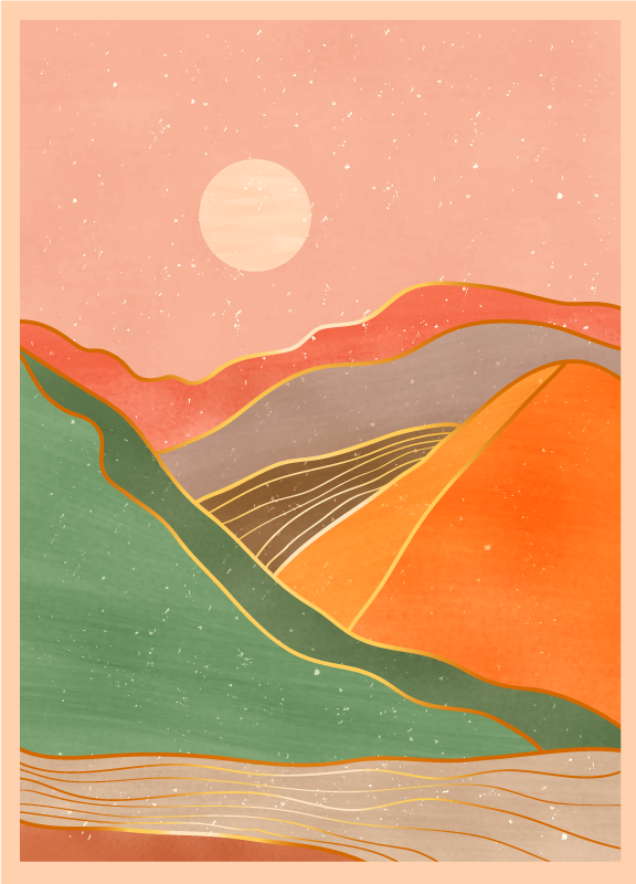 Alfombras vinílicas modernas paisaje montañoso abstracto - TenVinilo