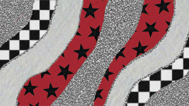 Alfombra vinílica textura ondas rojas estrelladas - TenVinilo