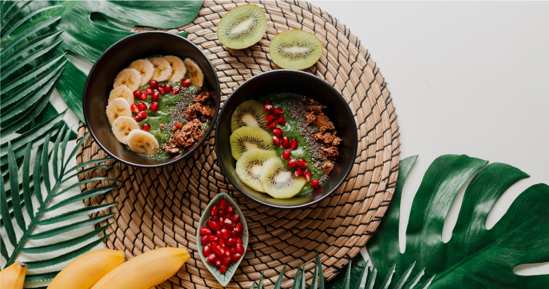 Alfombra vinílica cocina tazones de frutas tropicales - TenVinilo